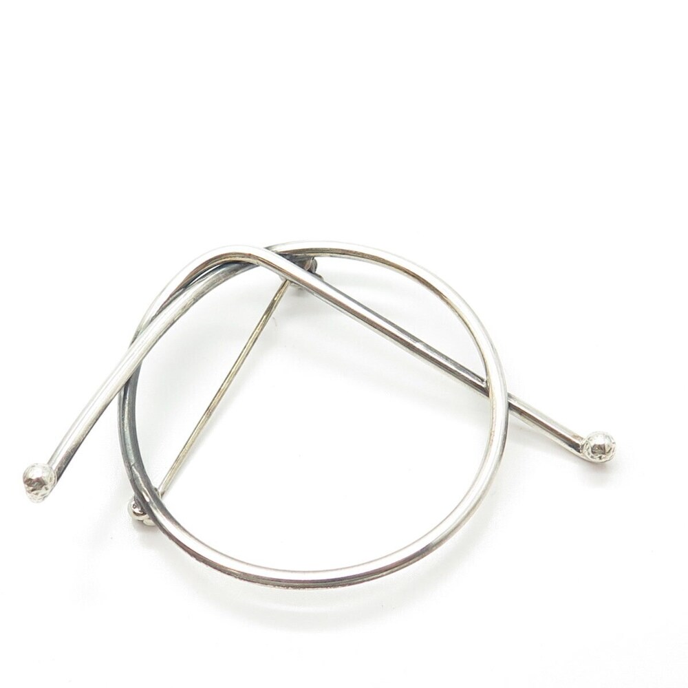 925 Sterling Silver Vintage Handcrafted Modernist Knot Pin Brooch - Picture 6 of 8